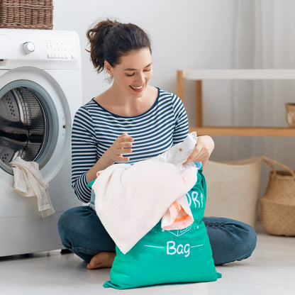 2 Pcs Large Travel Laundry Bags - Waterproof Wet/Dry, Washable, Drawstring, Bathing Suit, Workout, Gym Clothes, Swimming, Yoga - Green, Grey