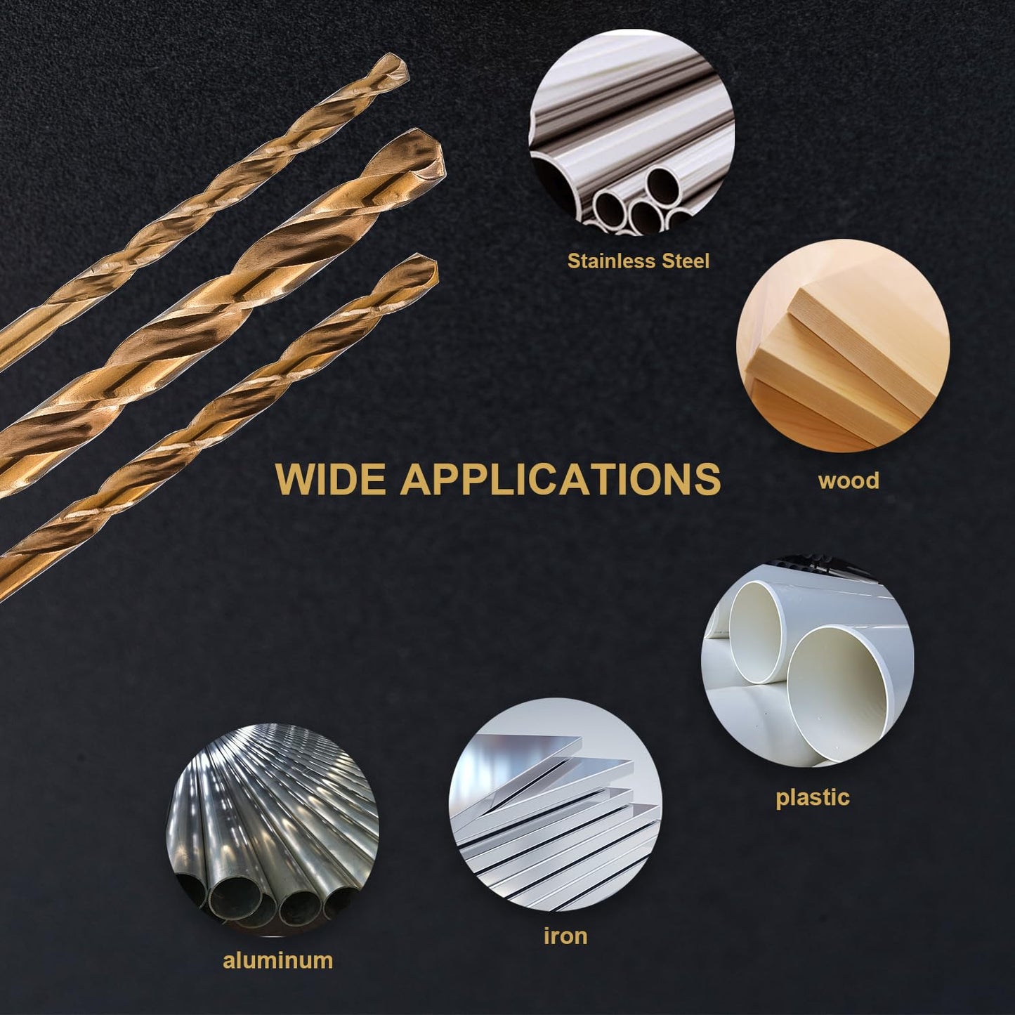 HIDOTOL 115PCS Cobalt Drill Bit Set M35 HSS for Hardened Steel Fractional 1/16"-1/2", Letter A - Z, Wire #1 - #60 with Indexed Metal Case