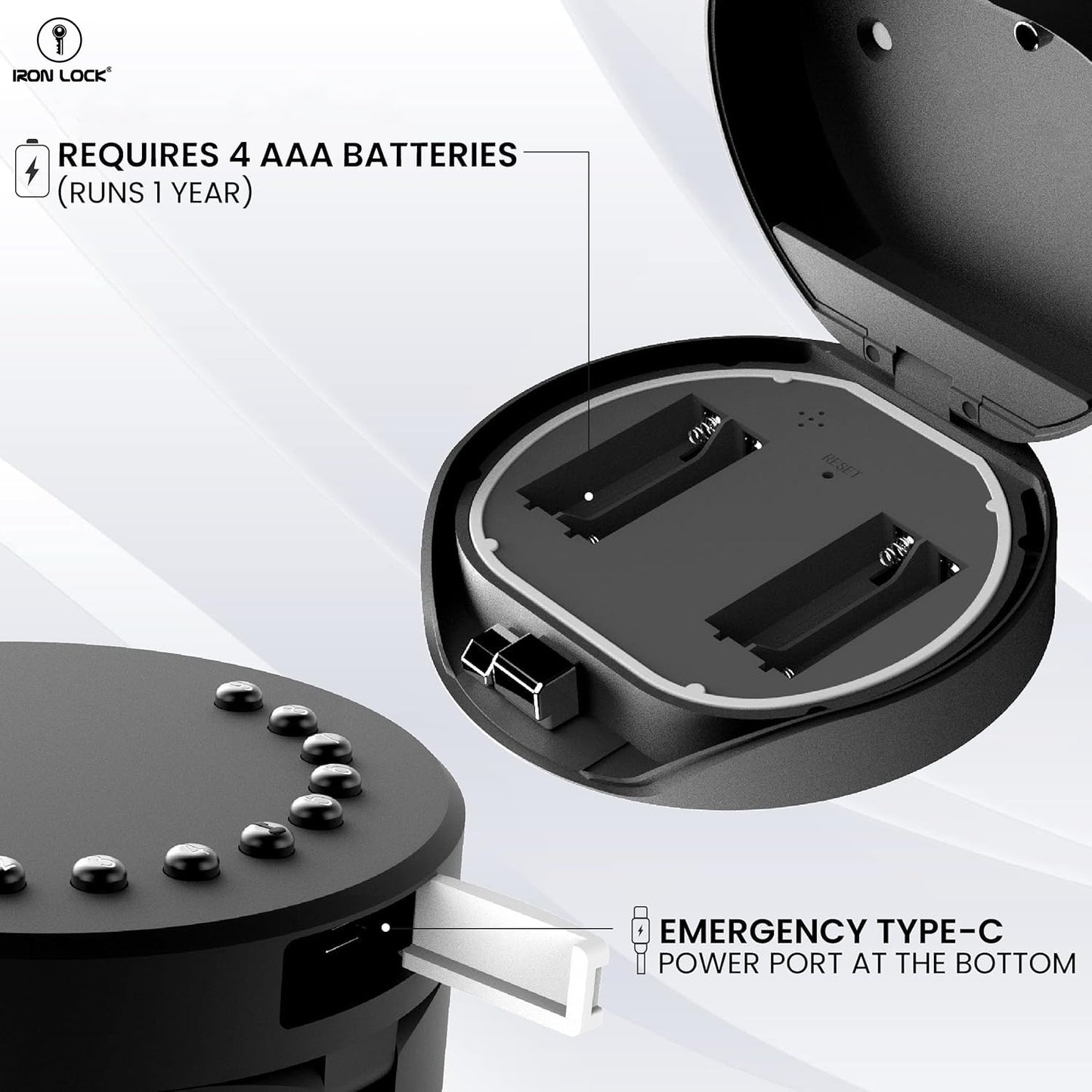 Iron Lock® Portable Smart Key Lock Box - Bluetooth & Mechanical Keyless Entry, App Control, Auto Lock, 2 Interchangeable Shackles (Cable & U-Shackle), IP65 Waterproof, Security Key Cabinets