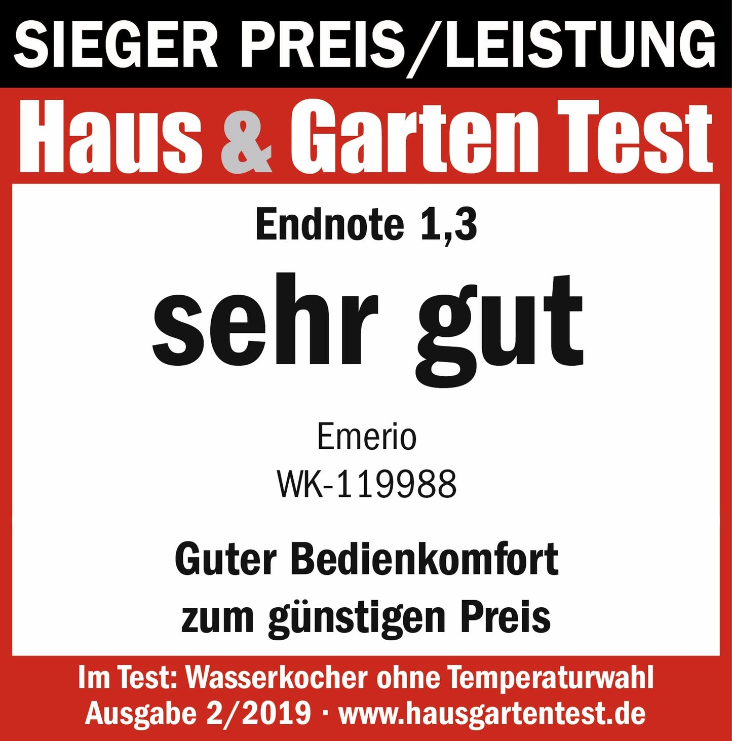 EMERIO Glass Kettle with 1.7 Litre Volume | 2200 Watt | Blue LED Interior Lighting | 360° Base | Winner Price/Performance Home & Garden Test | Best Borosilicate Glass | BPA Free | WK-119988.7