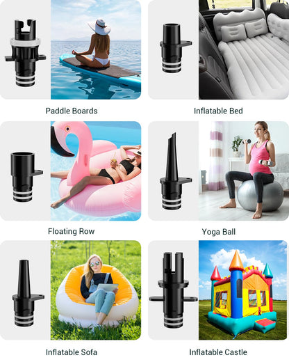 Dr.meter Paddle Board Pump, Rechargeable 20PSI High Pressure Dual Powered Portable Electric SUP Air Pump with LED Light Auto-Off Inflate Deflate, for Stand Up Paddle Boards Inflatable Kayaks Boats