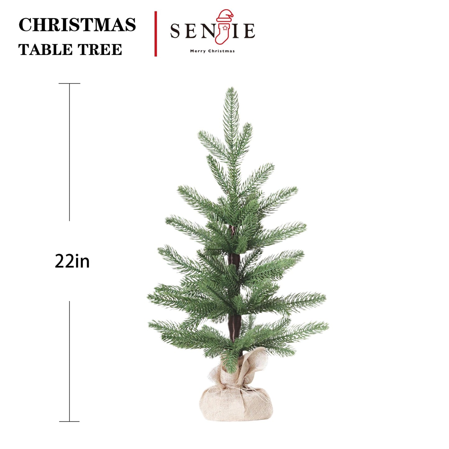 Tabletop Christmas Tree Artificial 24IN Realistic Mini PE Xmas Tree for Table Desk Home Christmas Decorations 2FT