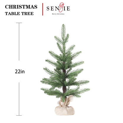 Tabletop Christmas Tree Artificial 24IN Realistic Mini PE Xmas Tree for Table Desk Home Christmas Decorations 2FT