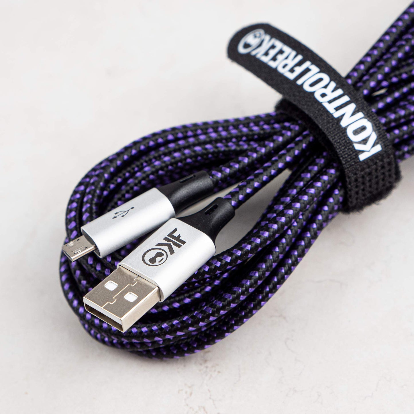 KontrolFreek Gaming Cable Micro USB (12ft) The Premium Durable Gaming Cable [Round Braided Nylon] for PlayStation Controllers, Xbox Controllers, PC, Android Smartphones and More
