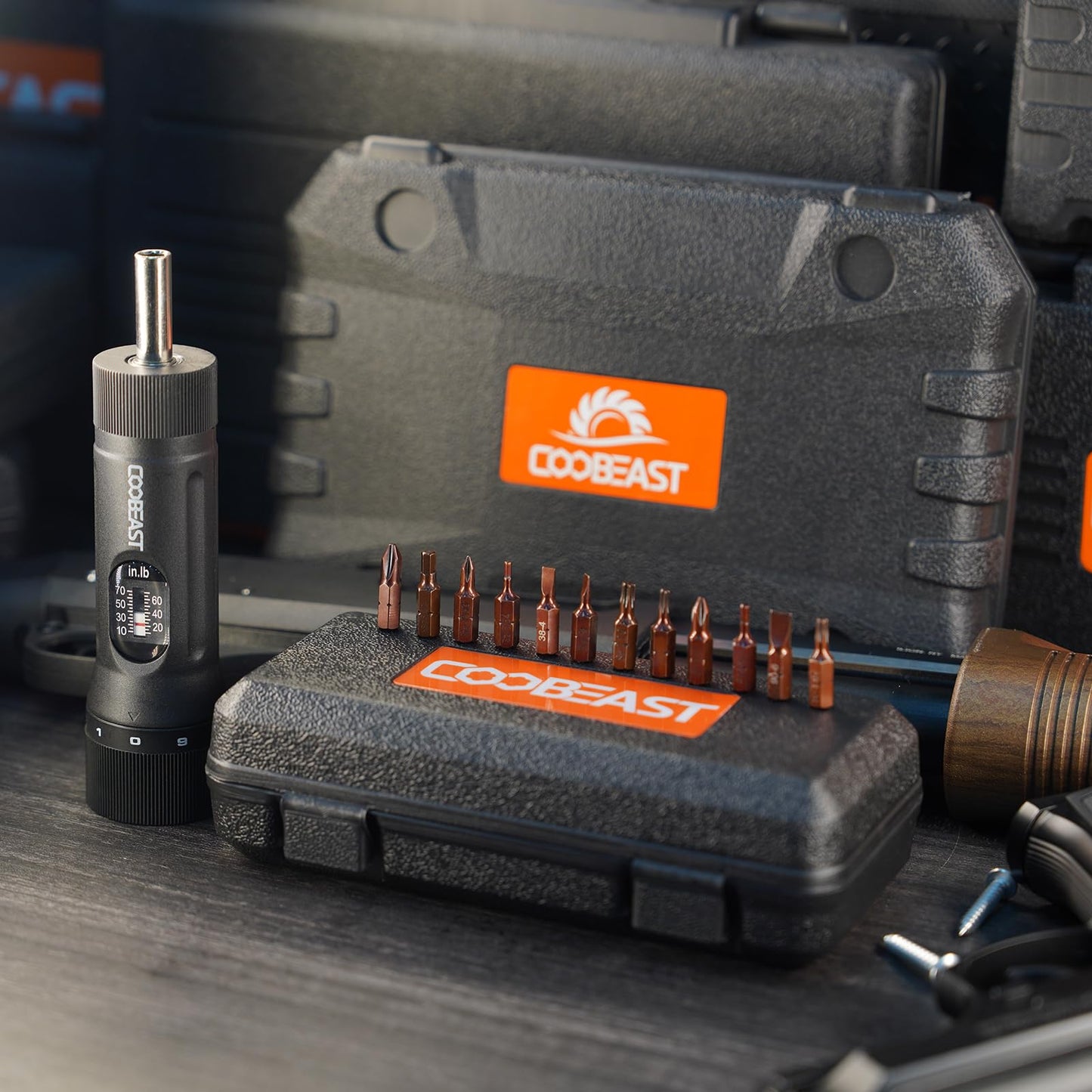 Coobeast 13Pcs Preset Torque Screwdriver with S2 Bits, 1/4” Drive Torque Wrench Screwdriver Set for Maintenance, Tools, Bike Repairing and Mounting, Inch Pound Torque Range 10-70 In-lb