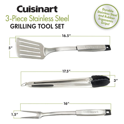 Cuisinart CGS-333 Professional Grill Tool Set (3-Piece),Black and Stainless Steel