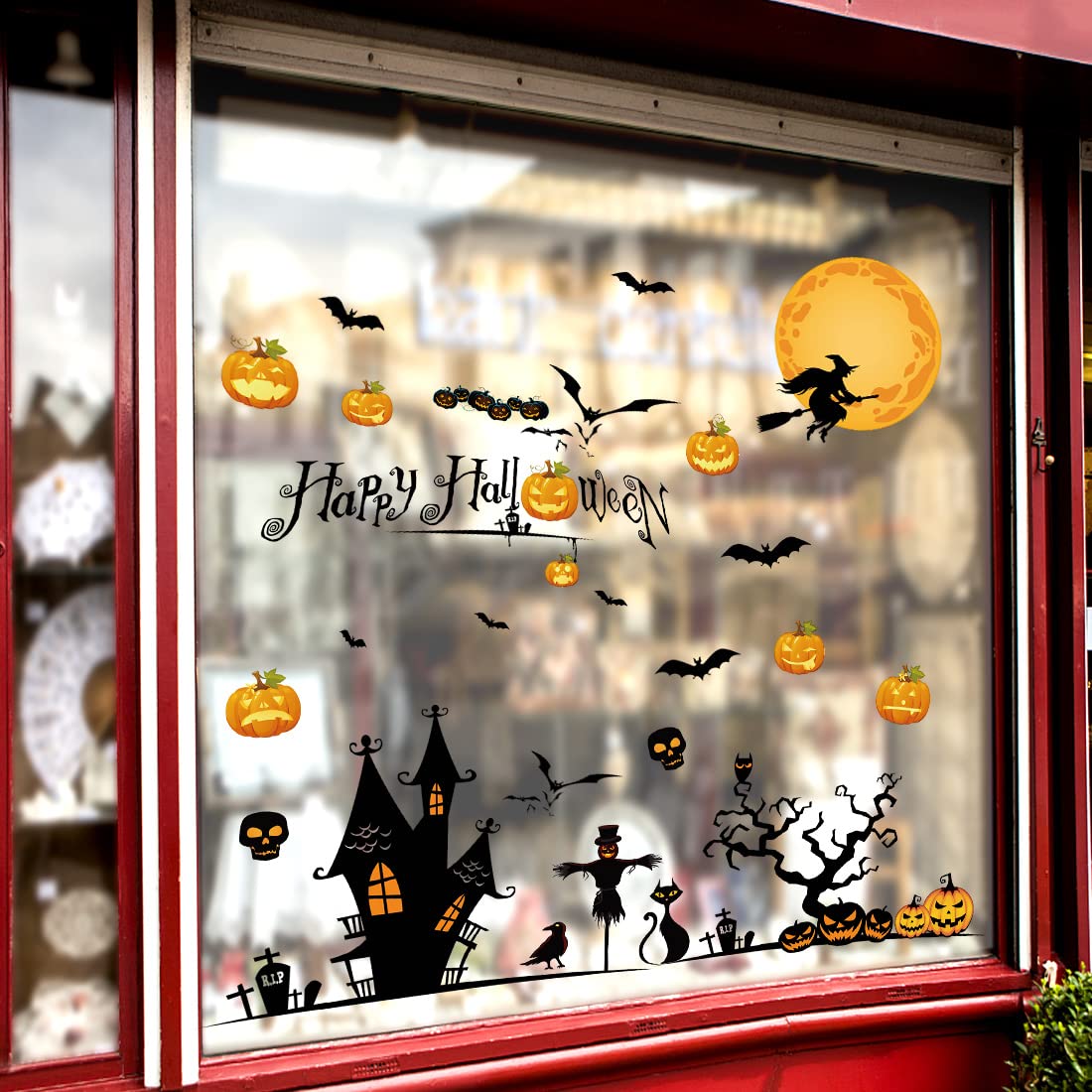 Hidreas Halloween Window Clings, Halloween Window Decorations Stickers Fall Window Wall Clings