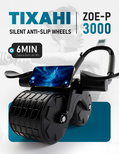 2024 New Ab Roller Wheel with Timer & Knee Mat,Automatic Rebound Abdominal Wheel with Elbow Support Ab Workout Equipment for Strengthening Core Muscles Abs Exercise Roller for Women Men