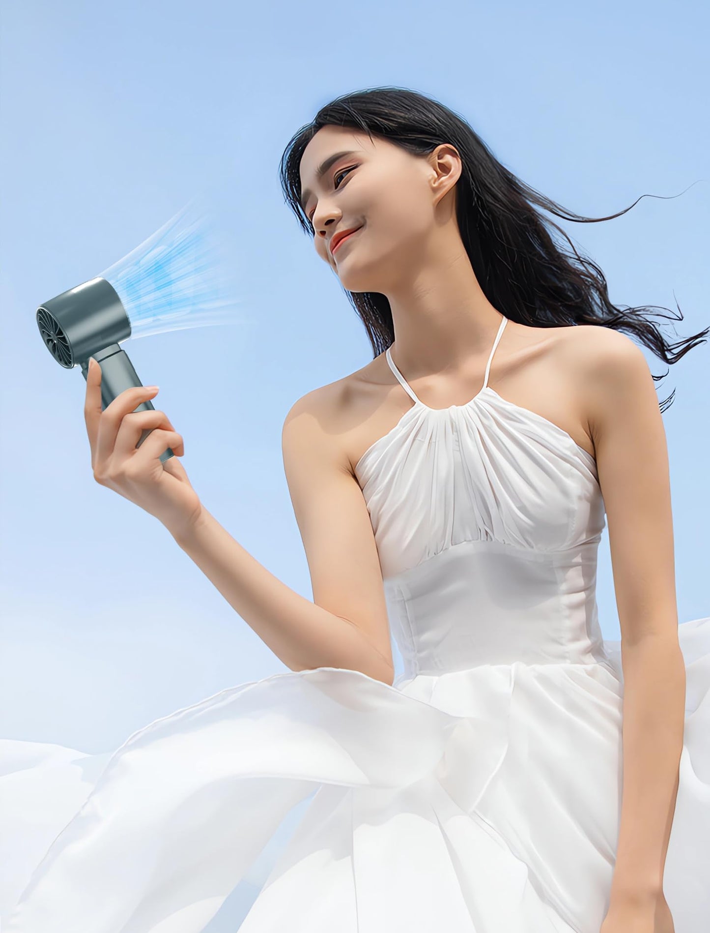 ERABAY Portable Handheld Fan, High Speed Cooling, 5 Speeds Adjustable, 4000mAh USB Rechargeable Mini Personal Hand Fan With Digital Display,Gifts for Women Men Travel/Camping/Outdoor-Dark Blue