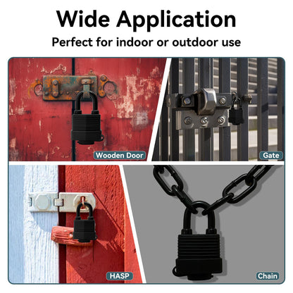 Heavy Duty Weather-Resistant Padlock with Chain, Anti-Theft Advanced Hardened Security Chain Lock for Fences, Backyard Gates, Motorcycles, Bicycles, Outdoor Furniture (Lock+Chain)