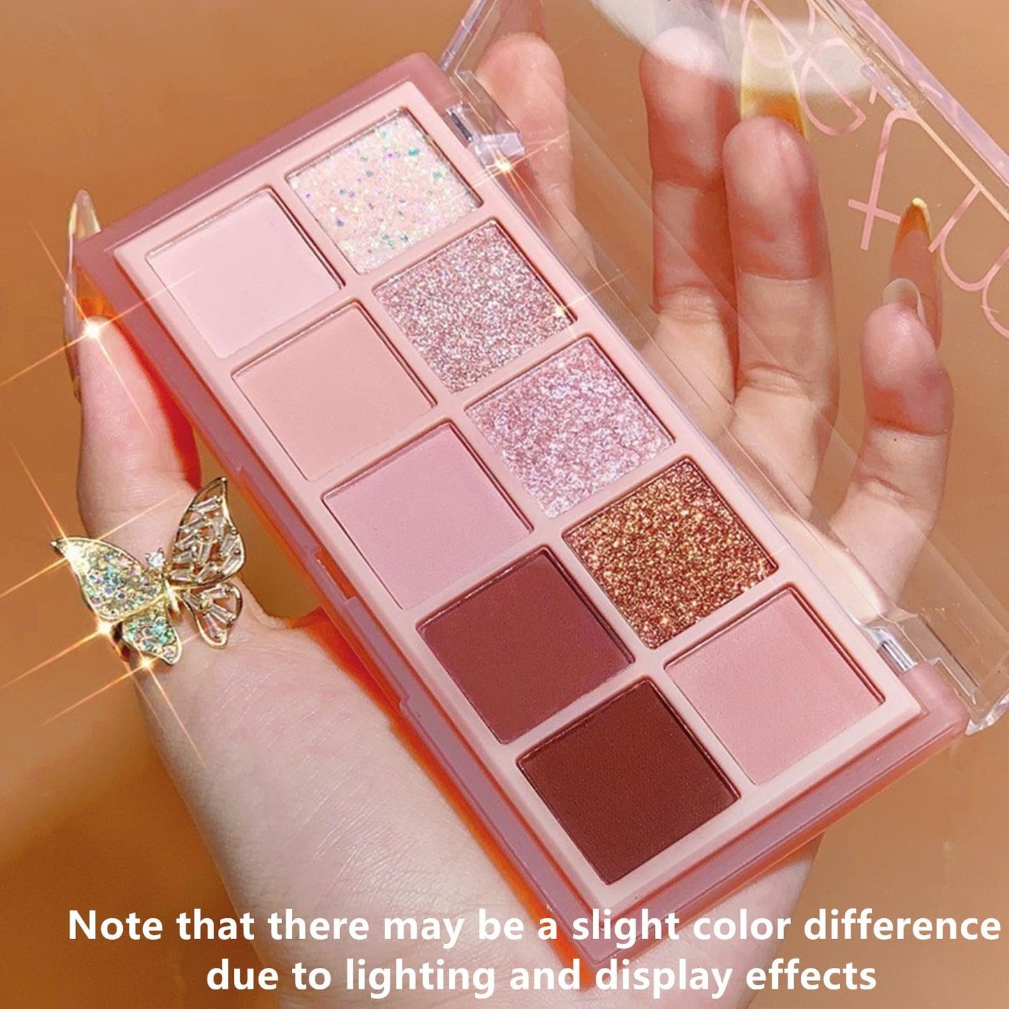 Go Ho 10 Colors Eyeshadow Palette,Matte&Glitter&Shimmer Eyeshadow Makeup,Pink Powder Light Pink Eye Shadow Shades,Naturing-Looking,Waterproof Eye Shadow Palette Makeup,03