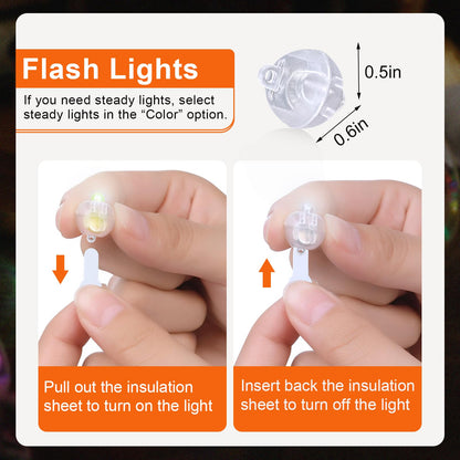 100PCs Mini Led Lights, Led Balloons Light up Balloons for Party Decorations Neon Party Lights for Paper Lantern Easter Eggs Birthday Party Wedding Halloween Christmas Decoration - Blinking White