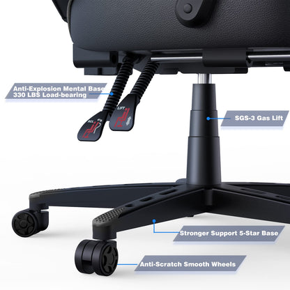 ELECWISH Gaming Chair, Reclining Computer Chair with Footrest and Lumbar Support, High Back Ergonomic for Adults with Headrest PU Leather