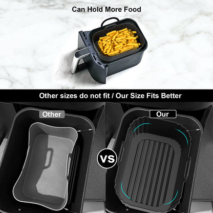 PINTAUR Silicone Air Fryer Liners 2 Pack, Reusable Liners Compatible for Ninja Foodi DZ201, DZ401, DZ550, COSORI, Chefman, Instant Air Fryer, and 6-in-1 8-10QT Air Fryer Baskets