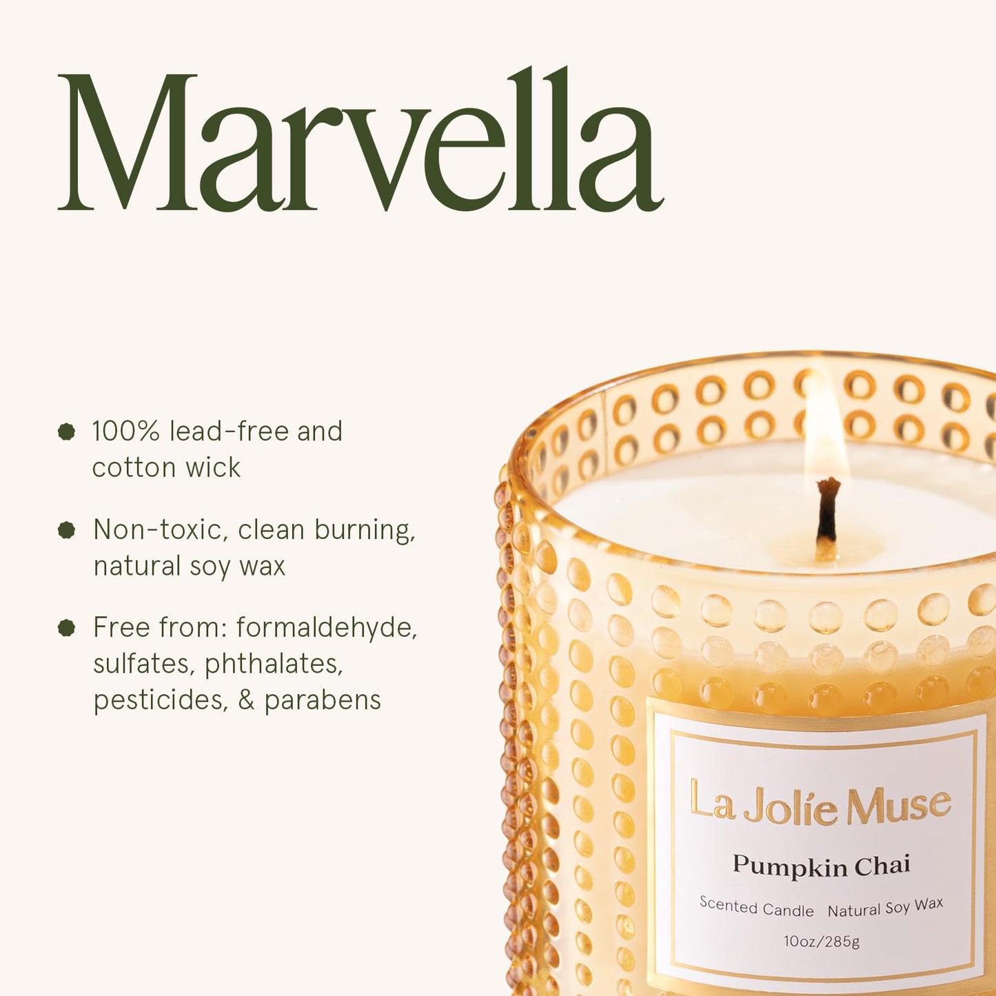LA JOLIE MUSE Fall Candles – Pumpkin Candle with Spicy Chai & Vanilla | 10 oz Soy Wax Candle | 55 Hours Clean Burn | Autumn Home Décor & Hosting Gift