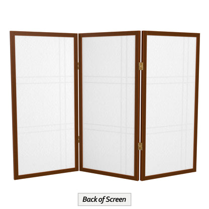 3 ft. Short Double Cross Shoji Screen - Walnut - 3 Panels