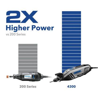 Dremel 4300-9/64 Versatile Rotary Tool Kit with Flex Shaft - 9 Attachments & 64 Accessories - Ideal for Engraving, Etching, Sanding, and Polishing