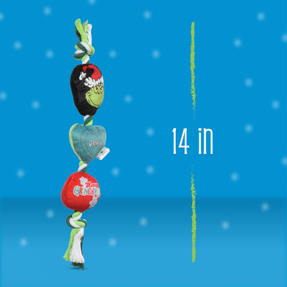 Dr. Seuss for Pets How The Gr Stole Christmas 14 " Heart Rope Toy for Dogs | Squeaky Dog Toys, Rope Dog Toys, Holiday Toys for Dogs, Pet Christmas Stocking Gifts | The Gr Dog Toys (FF25748)