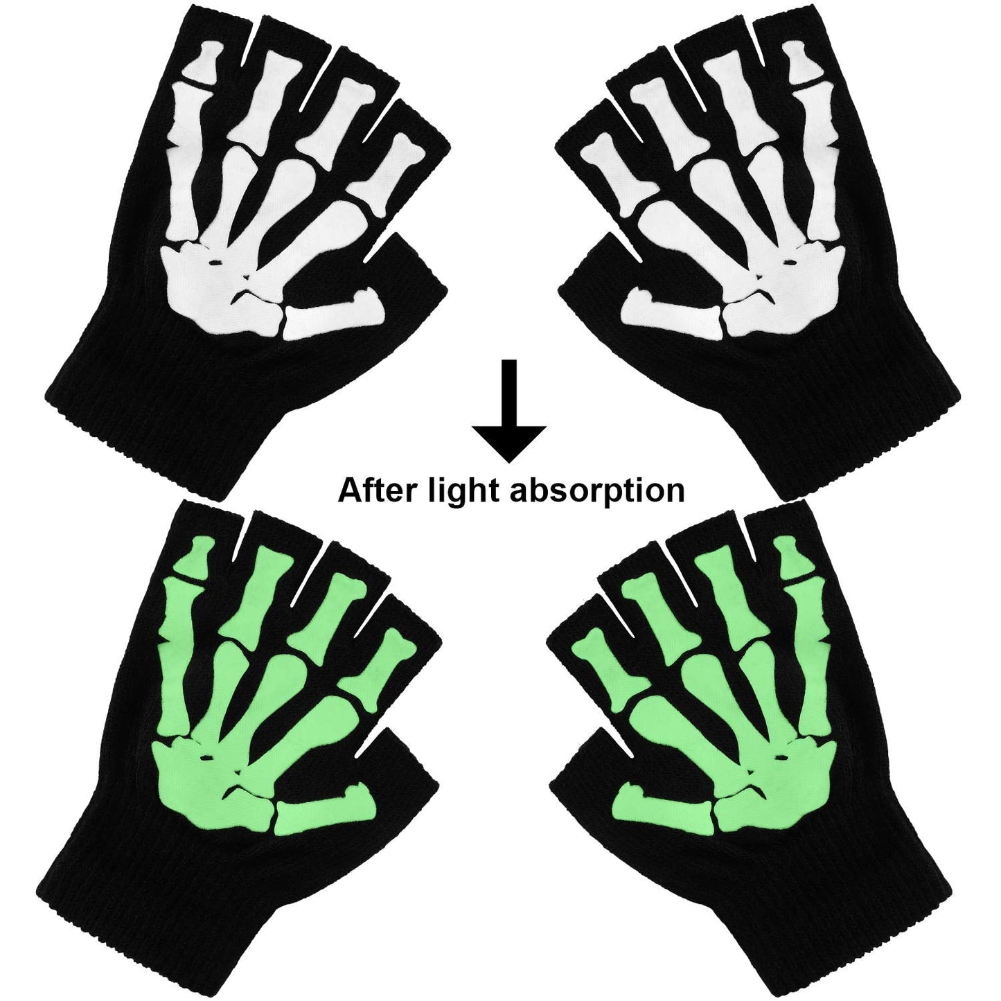 Cooraby Halloween Skeleton Gloves Glow in the Dark Knitted Mechanic Gloves