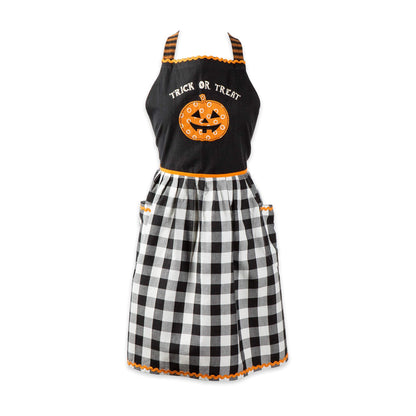 DII Happy Halloween Collection Goth Style Spooky Kitchen Apron, One Size, Buffalo Check, Trick or Treat