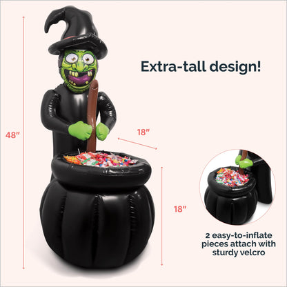 48" Inch Summerween Inflatable Witches Cauldron Outdoor Halloween Candy Holder Bowl - Up to 72 Drink Beverage Cooler and Ice Chest Halloween Party - Inflables De Enfriador Candy Caldron