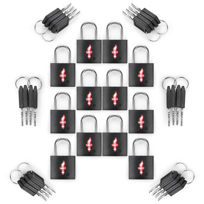 DUALCROWN 12-Pack Black Neon Square TSA Approved Luggage Lock for Suitcases, Carry-On Bags, Backpacks & Laptop Cases