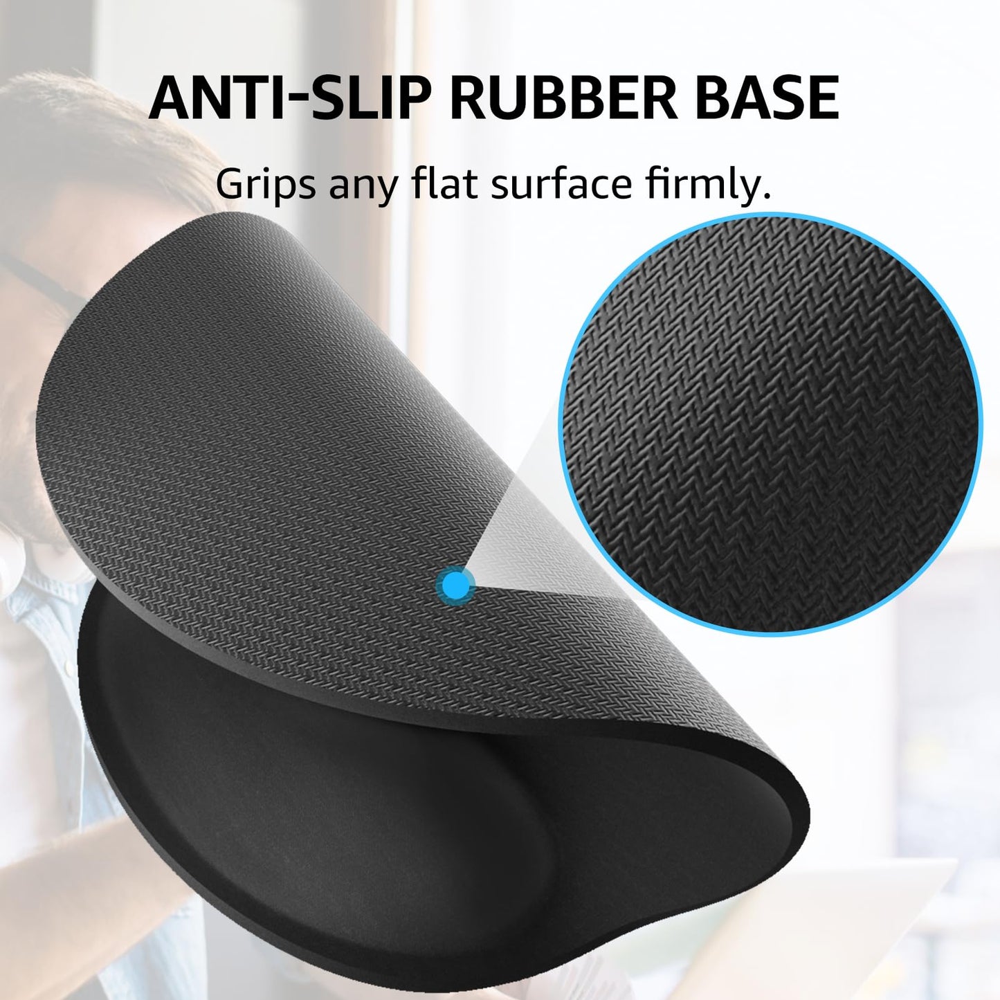 KTRIO Ergonomic Keyboard Wrist Rest, Memory Foam Wrist Rest for Computer Keyboard, Mouse Pad Set for Easy Typing & Pain Relief for Office & Home, Black