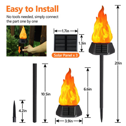 Toodour Solar Halloween Lights Outdoor, 4 Pack Solar Torch Lights with Flickering Flame, Waterproof LED Flame Torches - Outdoor Light for Camping Garden Landscape Yard Halloween Decorations