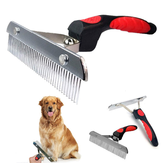 Dog Brushes for Grooming Large Dogs, Undercoat Dog Rake Long Hair Pet Comb Pet Grooming Brush with Anti-Slip Handle, Steel Comb for Golden Retriever Husky German Shepherd