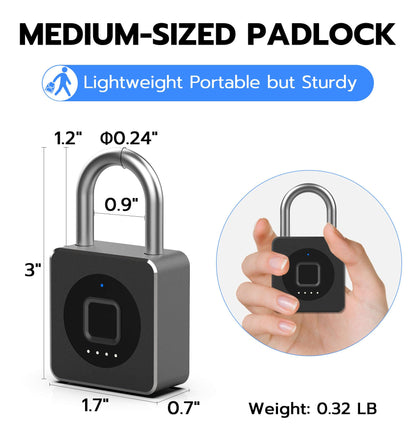 eLinkSmart Fingerprint Gym Locker Lock, Keyless Biometric Padlock, Weatherproof Electronic Digital Bluetooth App Smart Combo Pad Lock for Outdoor Fence Gate School Locker Storage Pool Shed - Black