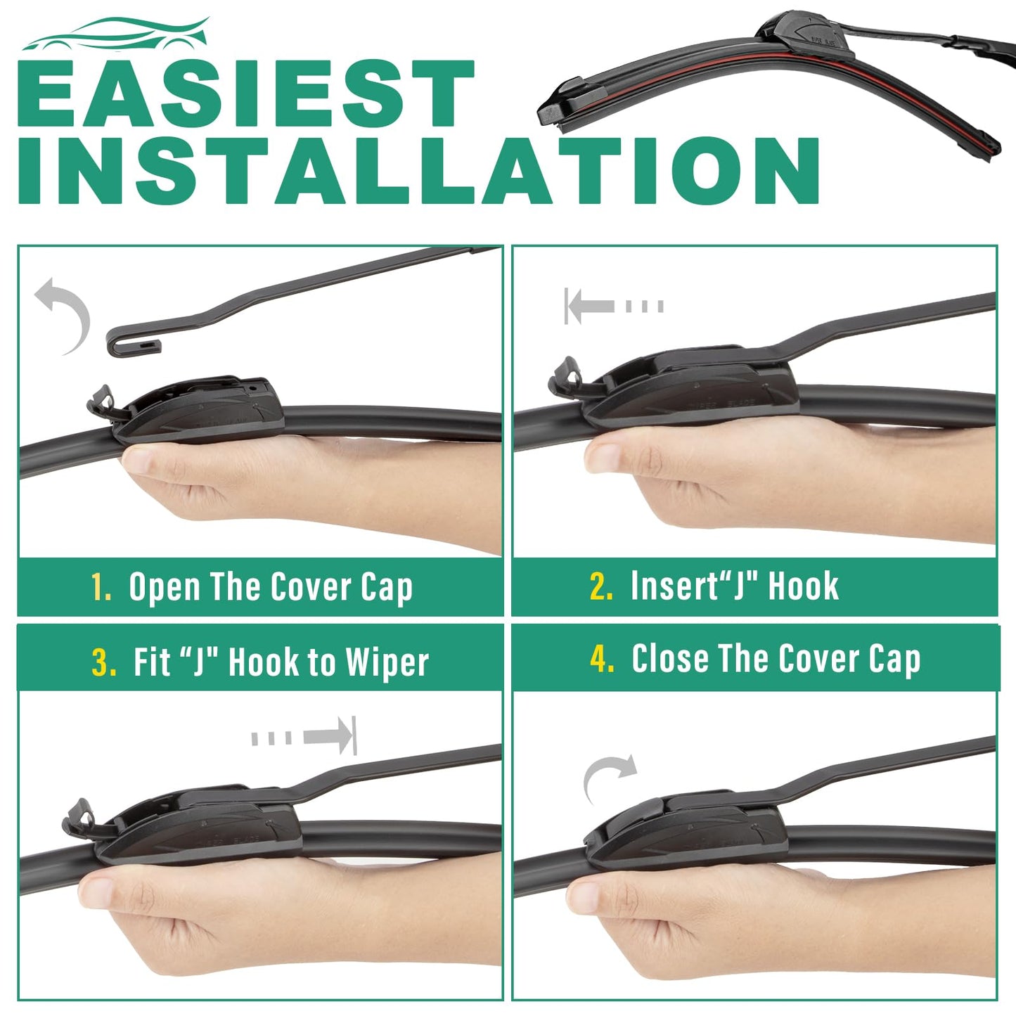 15" 15" 13" Windshield Wiper Blades Replacement for Jeep Wrangler 2007-2017 / Jeep Wrangler JK 2008-2018 Premium All Weather Front Rear Wipers Set - OEM Quality (Pack of 3)