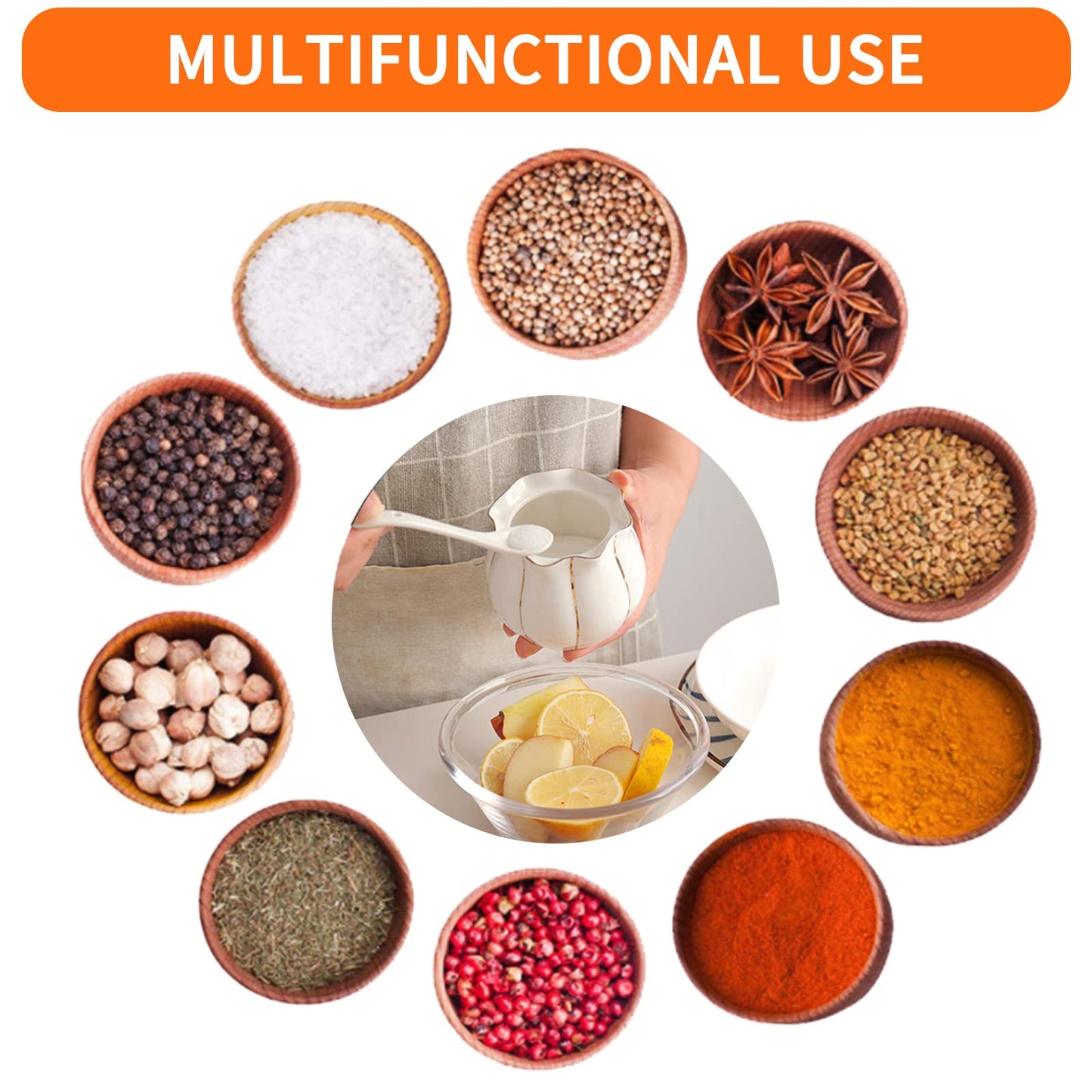 Kitchenexus Porcelain Sugar Bowl with Lid and Spoon 9.17oz/260ml Ceramic Sugar Bowl Sugar Container for Home Kitchen in Golden Edge Pumpkin Design