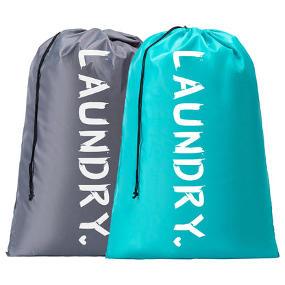 2 Pack XL Travel Laundry Bag, Machine Washable Dirty Clothes Organizer with Drawstring,Large Enough to Hold 4 Loads of Laundry, Easy Fit a Laundry Hamper or Basket Travel Essentials 24" x 36"