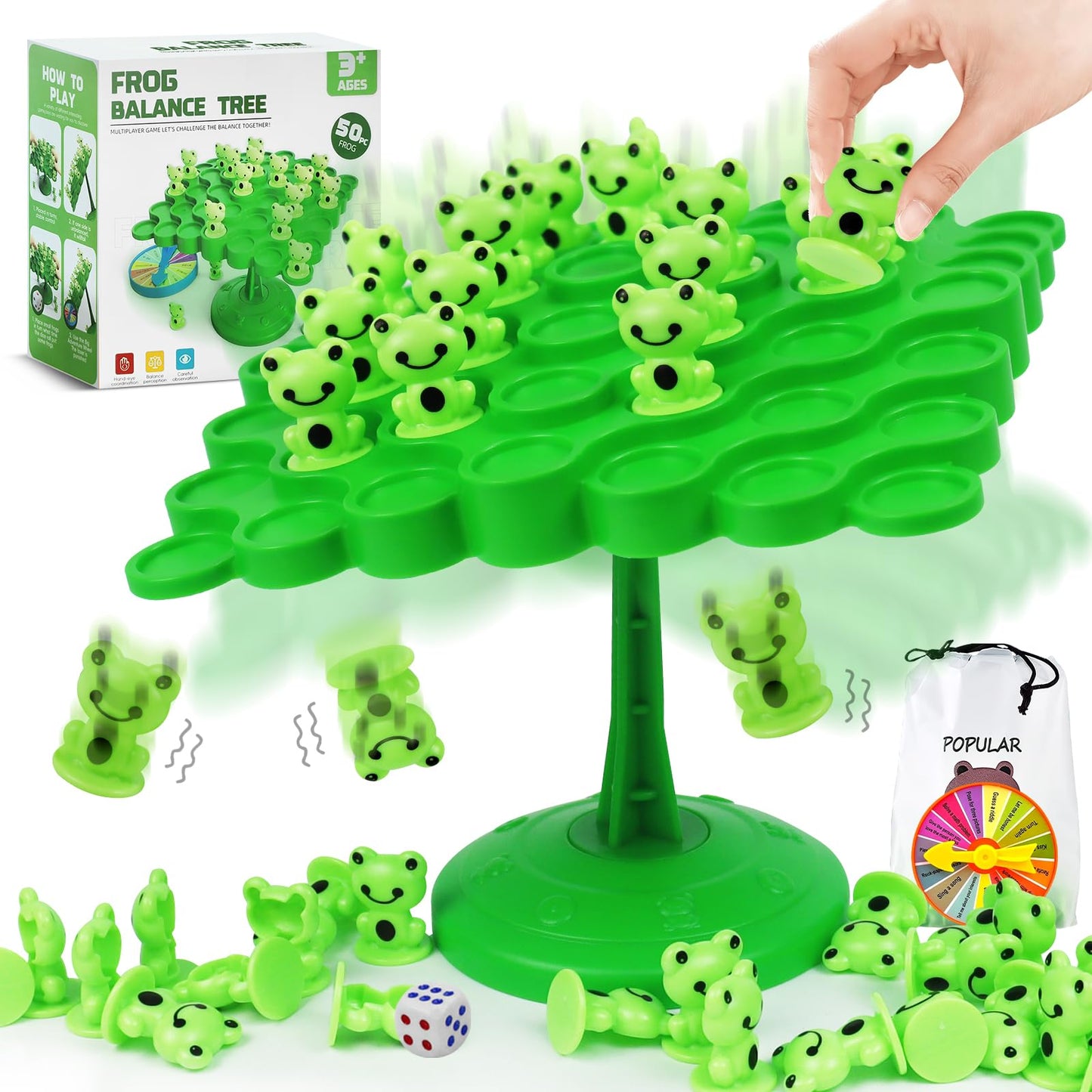 kykake Frog Balance Game Toys,Balance Game Tree Two-Player Parent-Child Interactive Family Tabletop Puzzle Montessori Toy,Frogs Board for Kids and Adults (Frog)