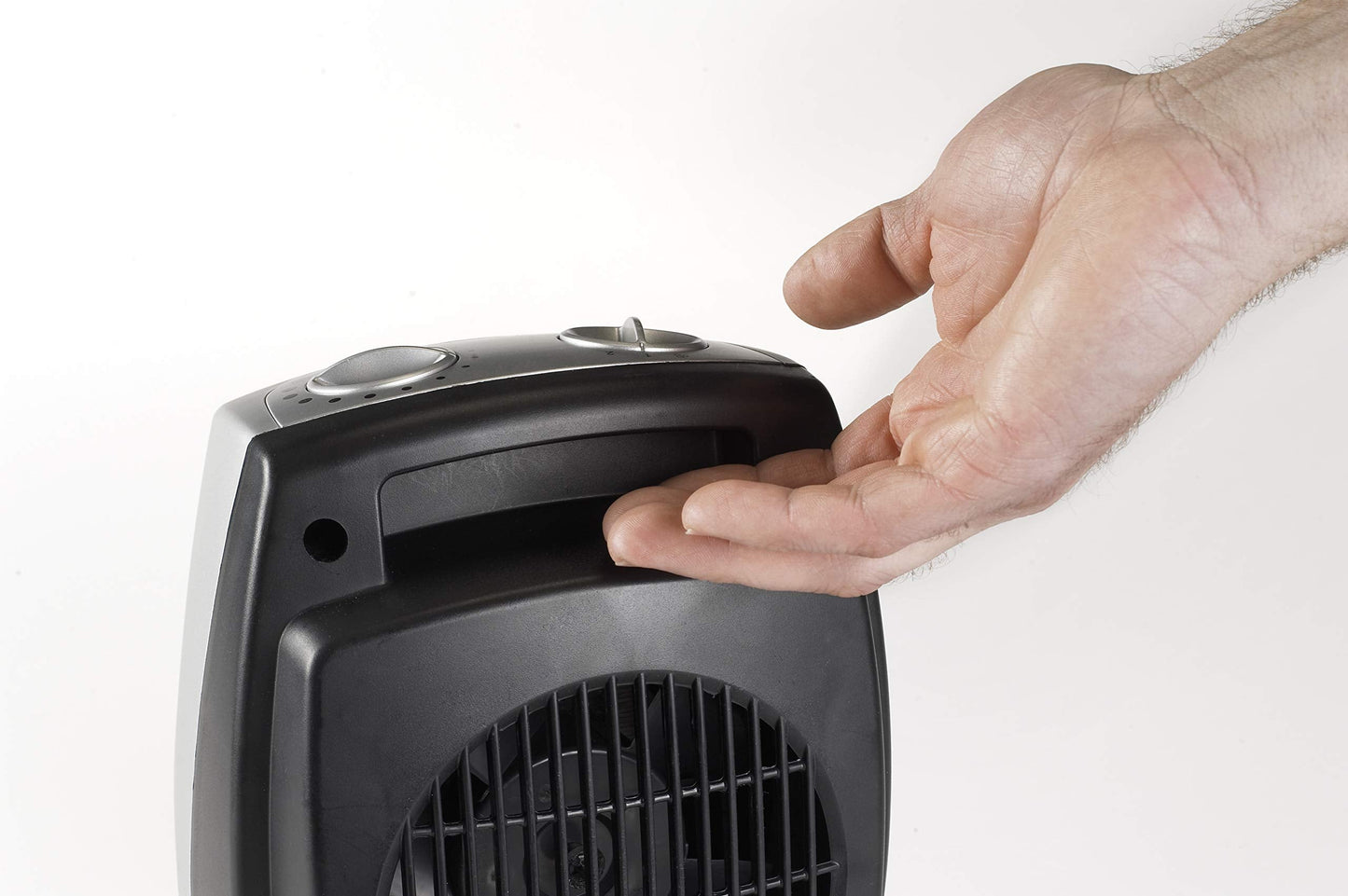 Lasko Desktop Electric Ceramic Space Heater with Adjustable Thermostat, 2 Heat Settings and Fan Only Mode, 9.2 Inches, Silver, 754200