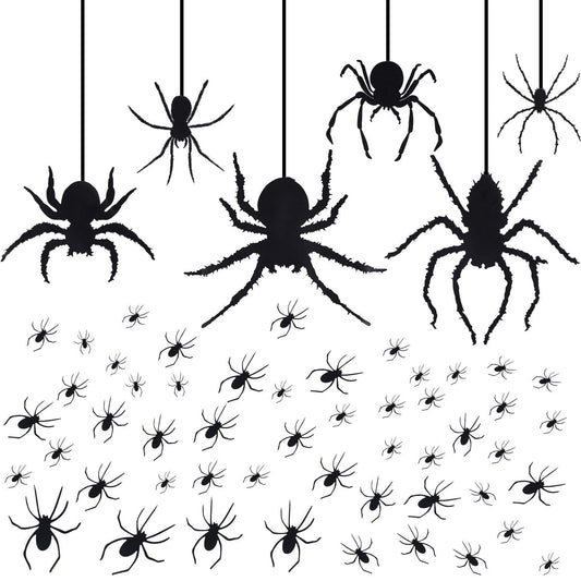 34 Pcs Spider Wall Decals Halloween Spider Window Clings Large Decorative Scary Stickers 3D Halloween Decor for Wall Window Door Porch Decorations Holiday Party Favors Supplies