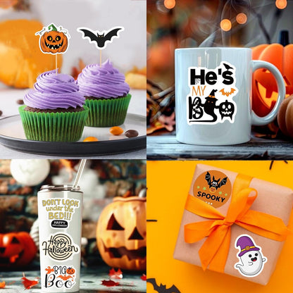 200PCS Halloween Stickers for Kids Teens Adults, Vinyl Waterproof Decorating Stickers for Halloween Water Bottle Games Treats Crafts Party Favors Supplies Gifts (No Duplicates)