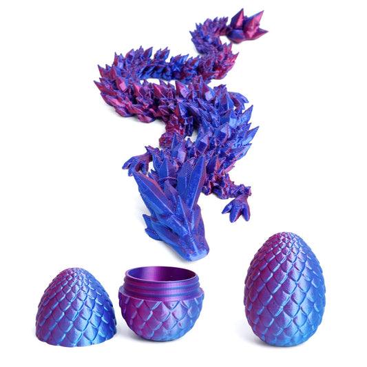 Flavery Dragon Egg - 3D Printed Egg with Flexible Dragon Inside, 3D Printed Gift, Articulated Dragon Egg Fidget Toy, Easter Egg,Figurine Decor (12” Dragon)