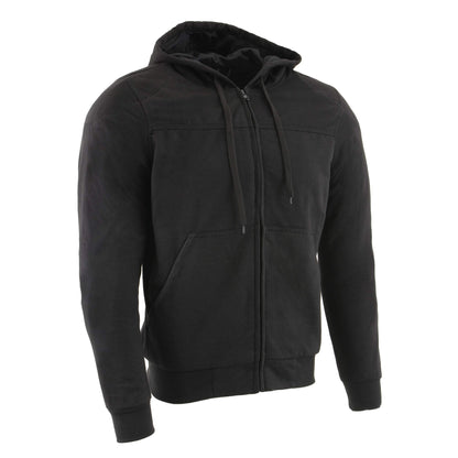 Milwaukee Leather MPM1788 Men's Black CE Approved Armored Riding Hoodie Sweater w/Aramid by DuPont Fibers - Medium