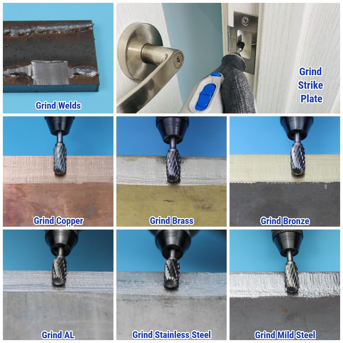 20 Pcs Carbide Burr Bits 1/8" Shank Compatible with Dremel Milwaukee Metal Grinding Wood Stone Steel Carving Cutting Engraving Grinder Kit Attachment Rotary Tool Accessories Set Harder than Diamond