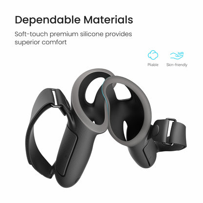 KIWI design Upgraded Comfort Controller Grips Compatible with Oculus/Meta Quest 3/3S Accessories, Hand Straps with Battery Opening