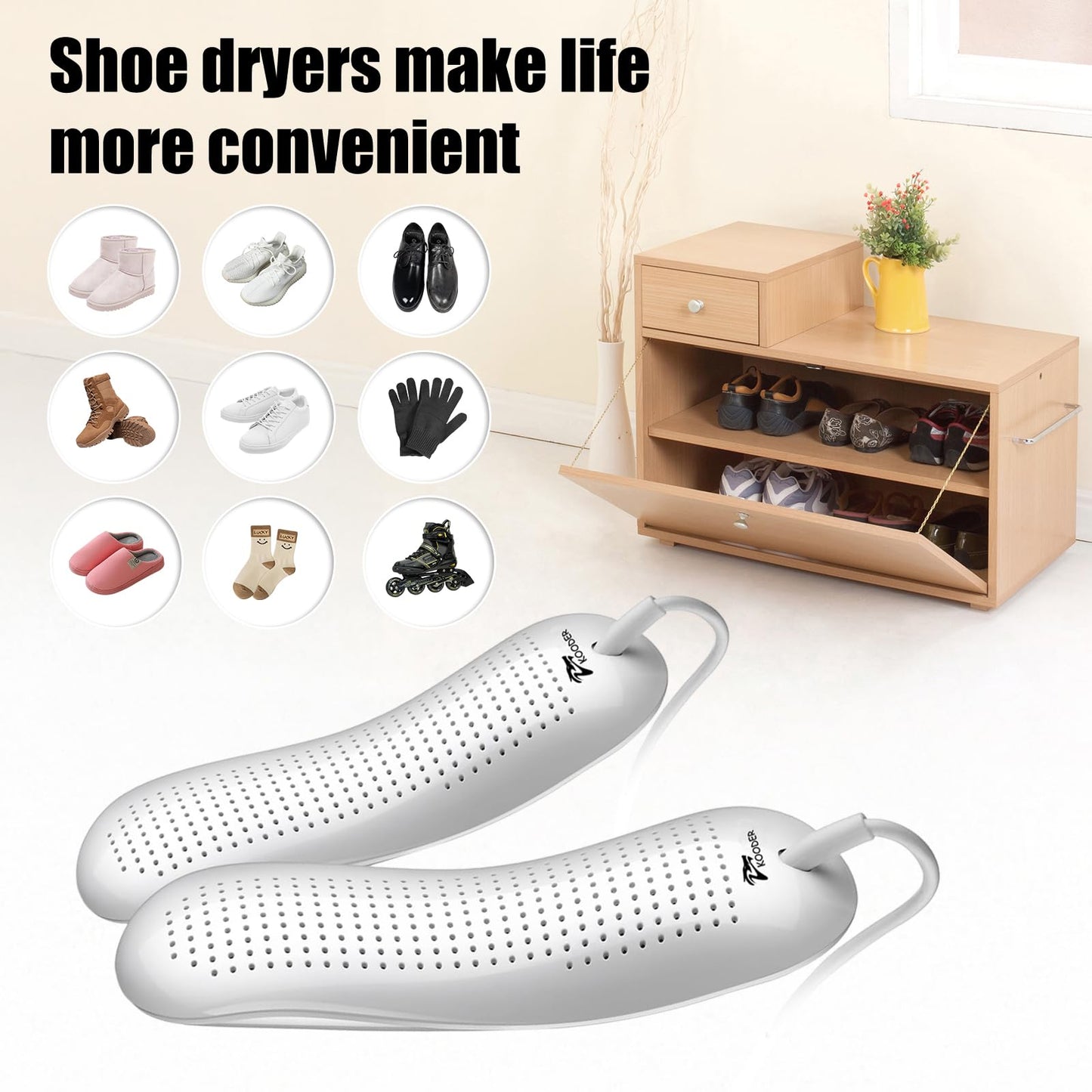 KOODER Boot Dryer,Shoe Dryer,Foot Dryer ! Eliminate bad odor and dry shoes!