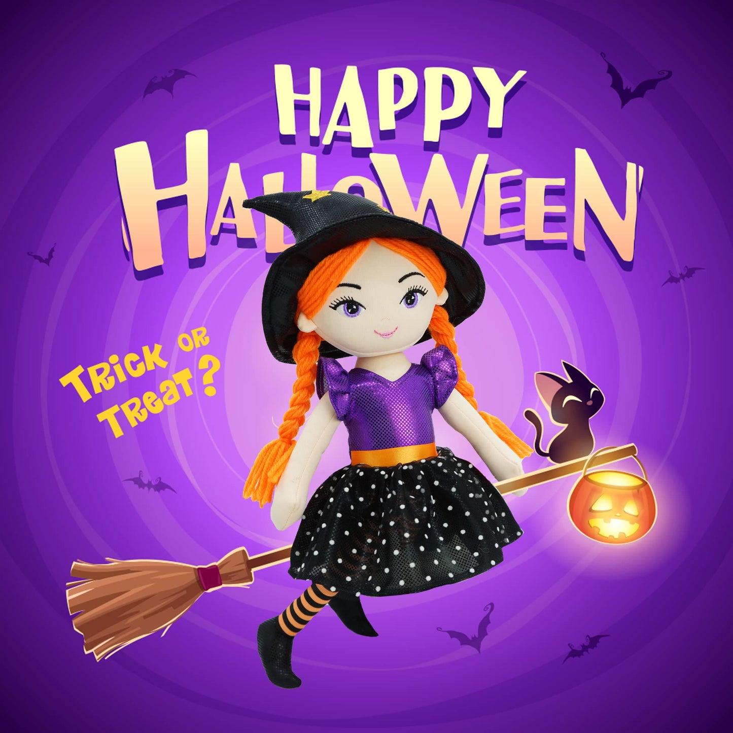 June Garden 16" Enchanted Garden Witch Doll Lydia Plush Stuffed Soft Girl Doll - Purple Outfit