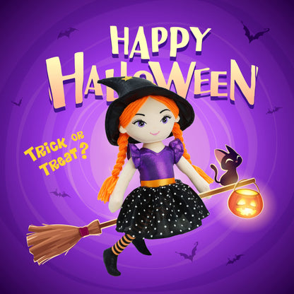 June Garden 16" Enchanted Garden Witch Doll Lydia Plush Stuffed Soft Girl Doll - Purple Outfit