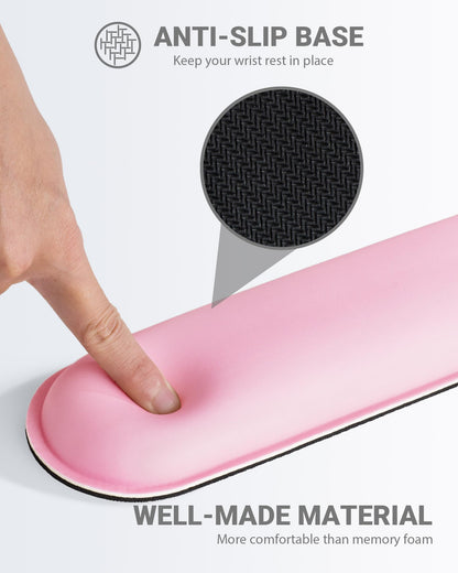 Laborio Ergonomic Mouse Pad Wrist Support Set, Memory Foam Keyboard Wrist Rest Set, Relieve Wrist Pain Keyboard Pad, Non-Slip Base Mousepad(Pink Set)