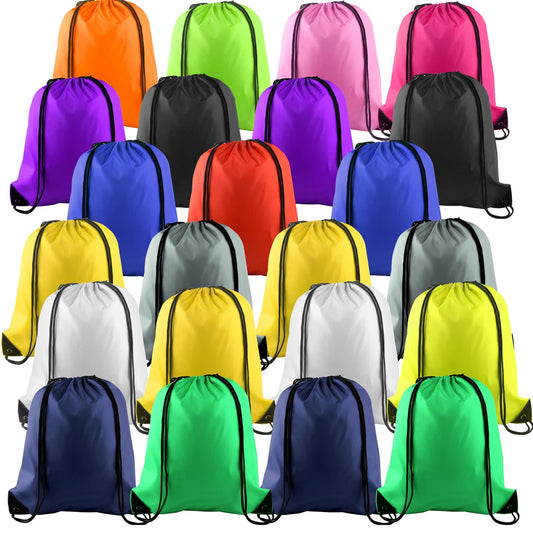KUUQA 25Pcs Drawstring Backpack Bags Bulk Drawstring Bag Foldable Gym Bag Sport Cinch Sack String Backpack Storage Bags for Women Men Shopping Gym Travel Sports (15 Colors)