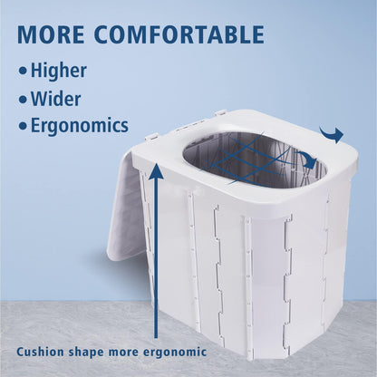 Hapoon XL Portable Folding Camping Toilet with Lid - Travel Portable Potty for Adults, Grey