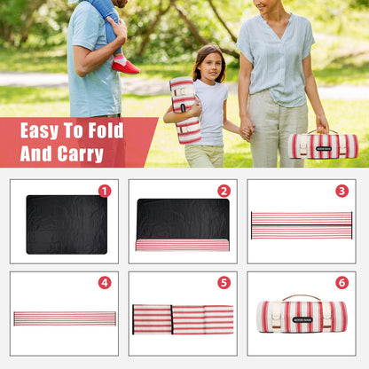 G GOOD GAIN Picnic Blankets Waterproof - Extra Large Outdoor Blanket Sand Free Foldable with Carry Strap for Beach, Camping, Park Grass, Hiking, Travel, Concerts, Indoor(Apple)
