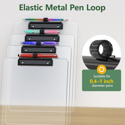 Juvealoe Clear Clipboard with Pen Holder, 8.5 x 11 Plastic Clip Boards with Black Low Profile Clip, Letter Size for Classroom, Teacher, Students, School, Office Supplies