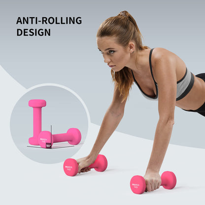 PROIRON Dumbbells Anti-Slip Neoprene Dumbbell Soft-Touch Grip Hand Weights Home Gym Exercise Women Men Arm Pilates Dumbbells in 1kg 1.5kg 2kg 3kg 4kg 5kg 8kg 10kg Pair